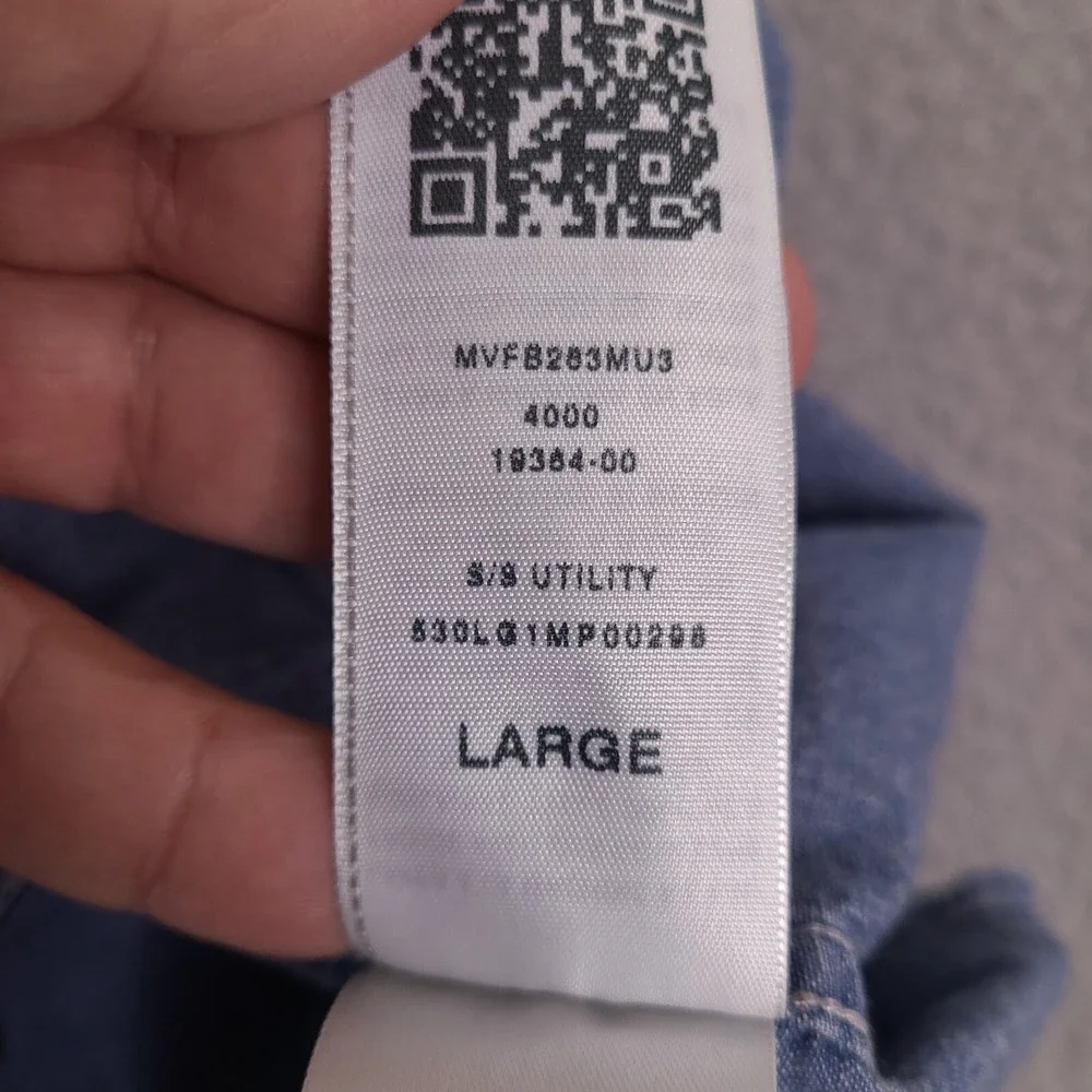 True Religion Shirt Mens Large Blue Denim Chambray Short‎ Sleeve Button Utility
